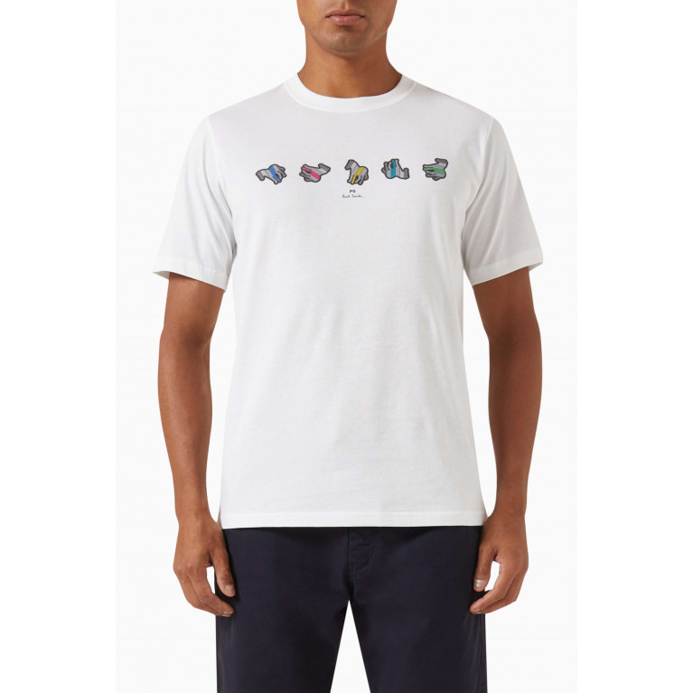 PS Paul Smith - Repeating Zebra Print T-shirt in Organic Cotton-jersey White