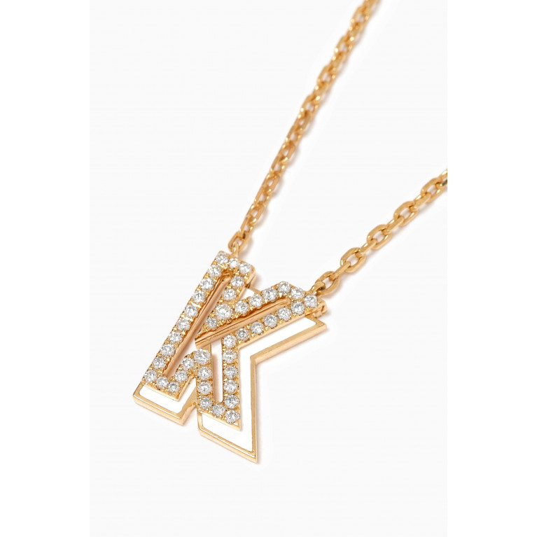 Ailes - Shadow Initial Diamond Necklace in 18kt Gold
