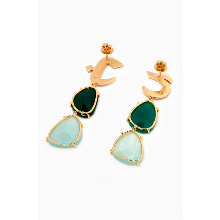 Bil Arabi - Oula "Haa & B" Diamond & Flat Stone Earrings in 18kt Yellow Gold
