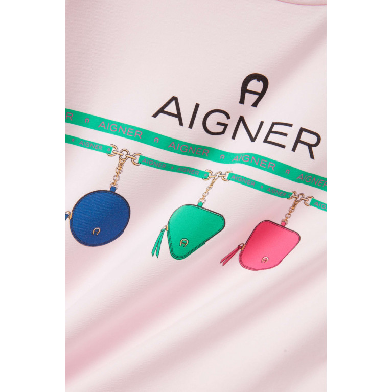 AIGNER - Charms Logo-print T-shirt in Cotton Pink