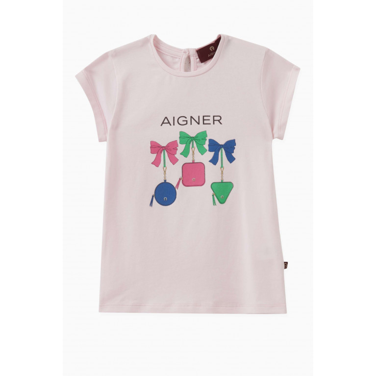 AIGNER - Logo Print T-shirt in Cotton Pink