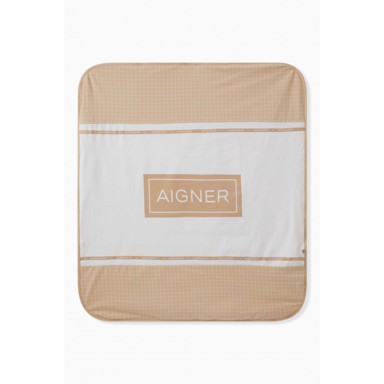 AIGNER - Logo Baby Blanket in Pima Cotton Neutral