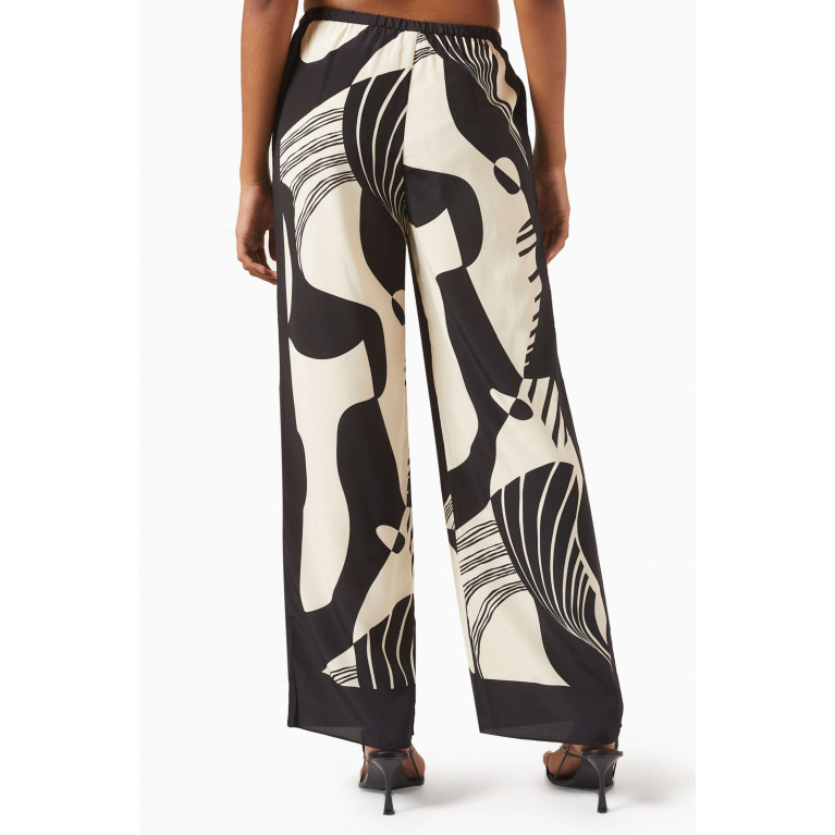 SIR The Label - Realisme Abstract-print Pants in Silk-crepe