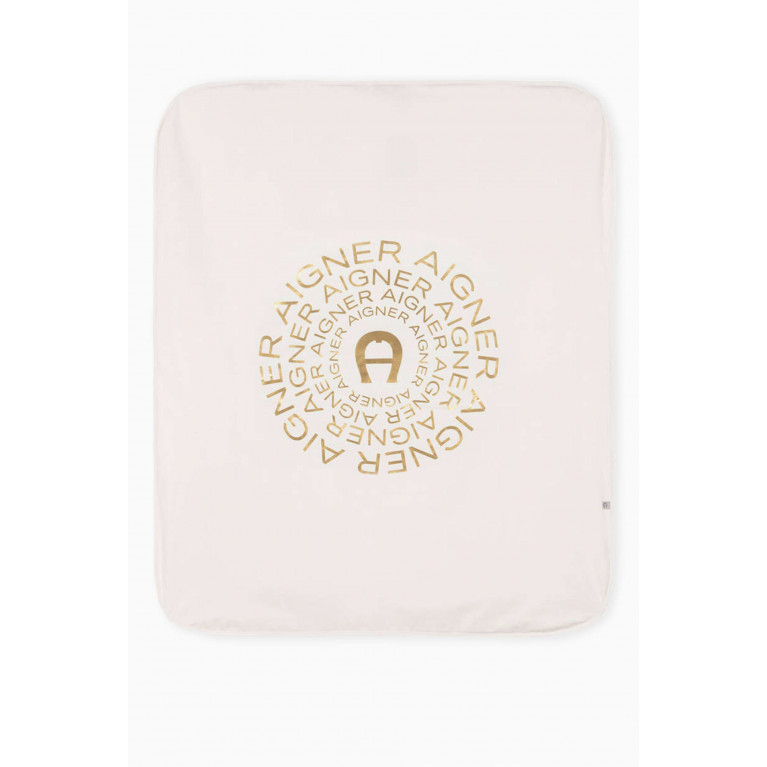AIGNER - Foil Logo Baby Blanket in Pima Cotton Neutral