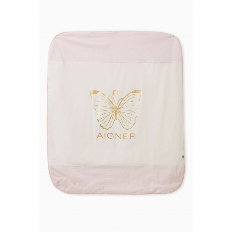 AIGNER - Butterfly Print Baby Blanket in Cotton Pink