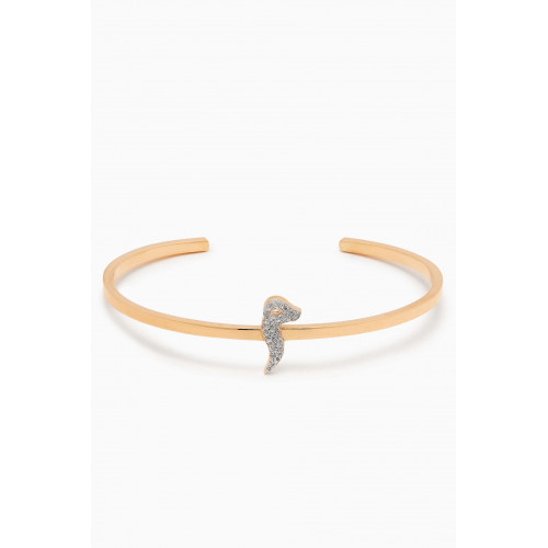 Bil Arabi - "M" Letter Diamond Cuff Bracelet in 18kt Yellow Gold