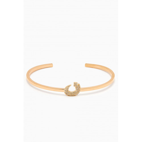 Bil Arabi - "N" Letter Diamond Cuff Bracelet in 18kt Yellow Gold