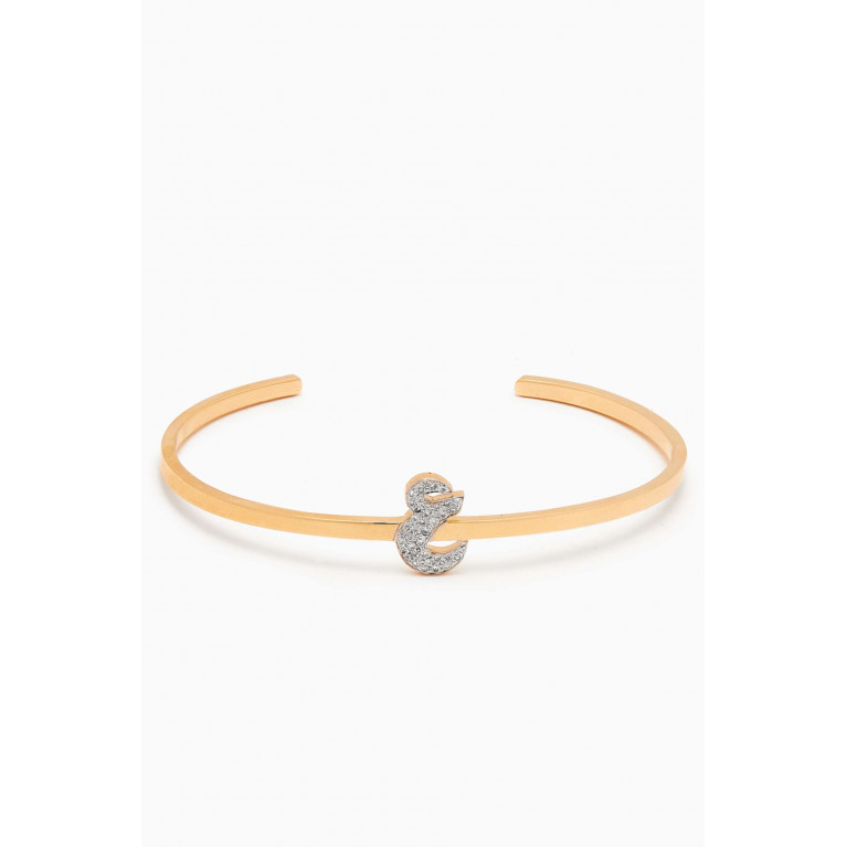 Bil Arabi - "Ein" Letter Diamond Cuff Bracelet in 18kt Yellow Gold