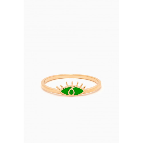 Bil Arabi - Eye Enamel Ring in 18kt Yellow Gold Green