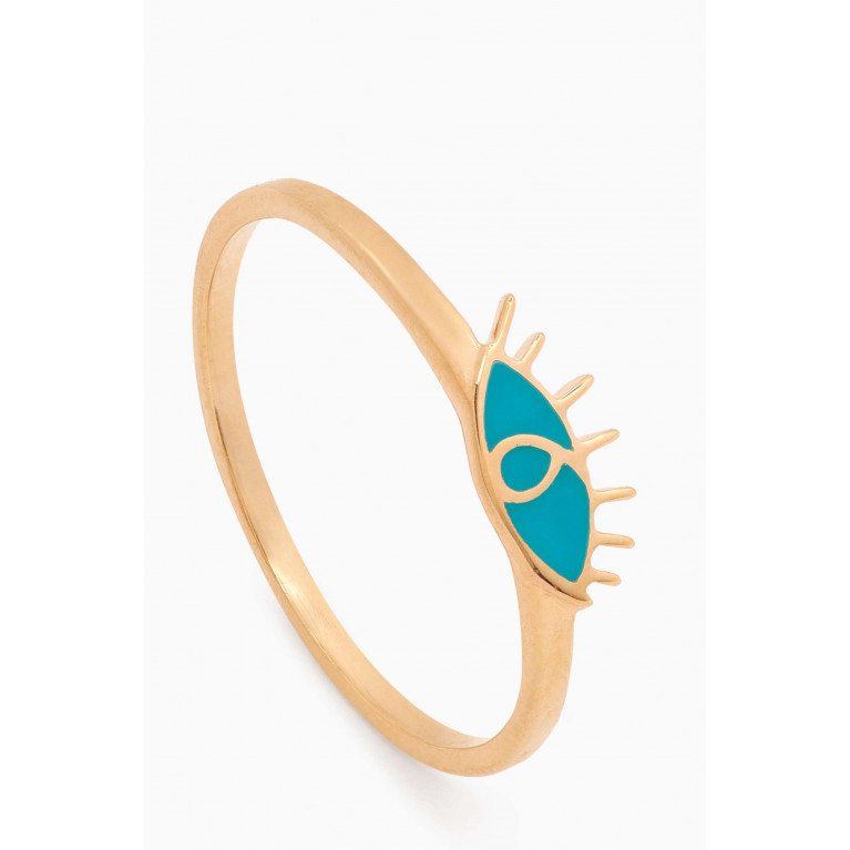 Bil Arabi - Eye Enamel Ring in 18kt Yellow Gold Blue