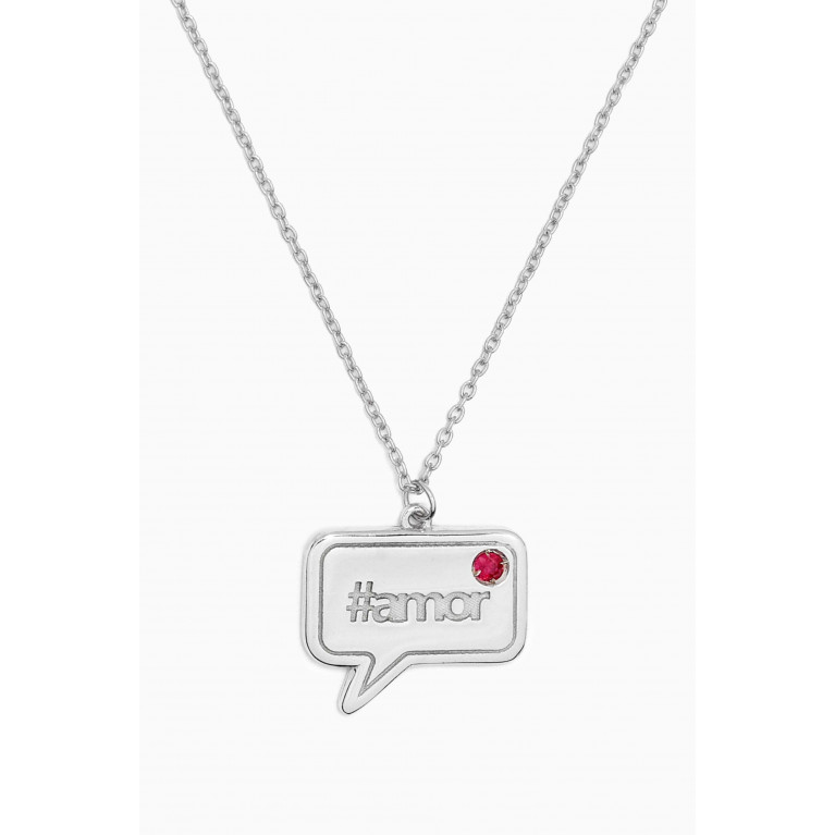 Damas - Speech Bubble #Amor Ruby Necklace in 14kt White Gold