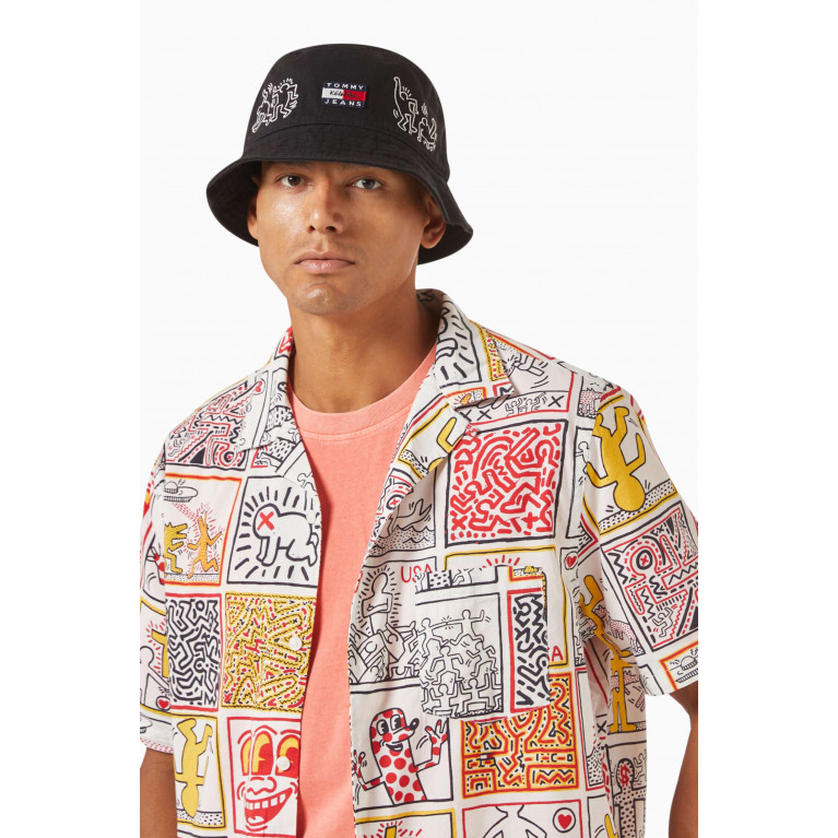 Tommy Jeans - x Keith Haring Logo Bucket Hat in Organic Cotton