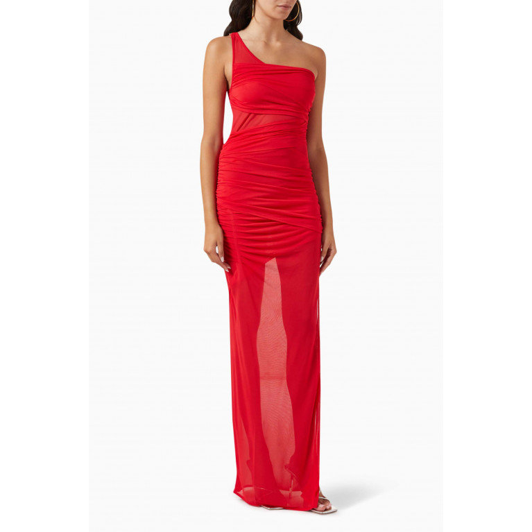 Gauge81 - Moni One-shoulder Maxi Dress in Viscose-blend Red