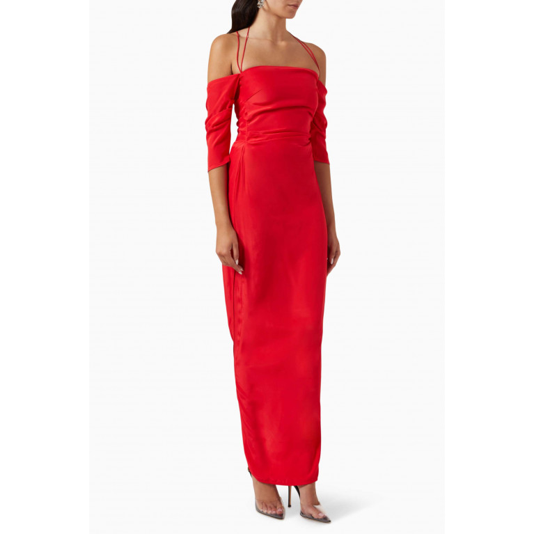 Gauge81 - Samaca Off-shoulder Maxi Dress in Silk Red