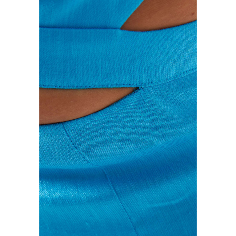 Gauge81 - Guyra Cut-out Mini Dress in Stretch Linen-blend Blue
