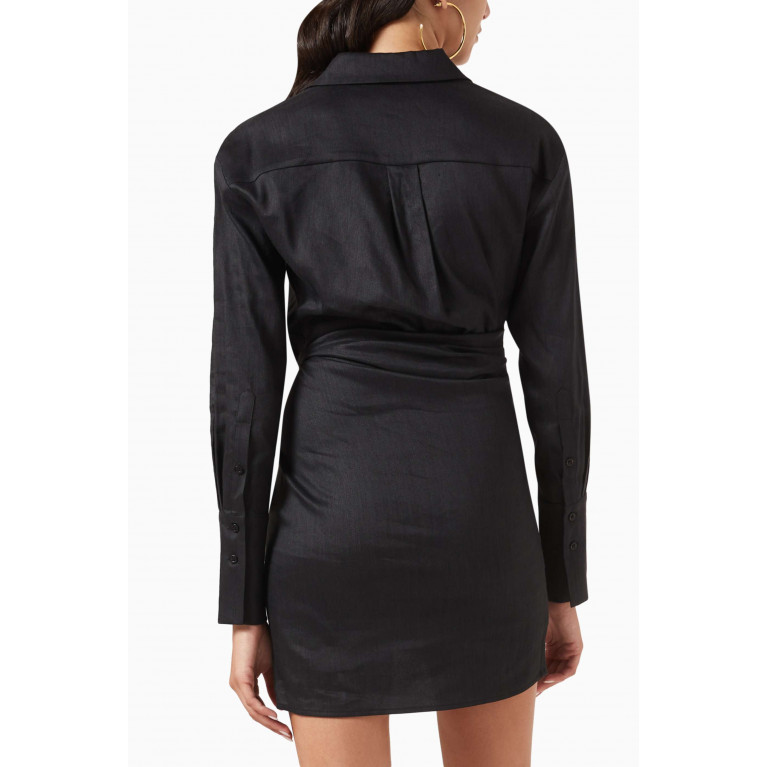 Gauge81 - Puno Mini Shirt Dress in Stretch-linen Blend Black