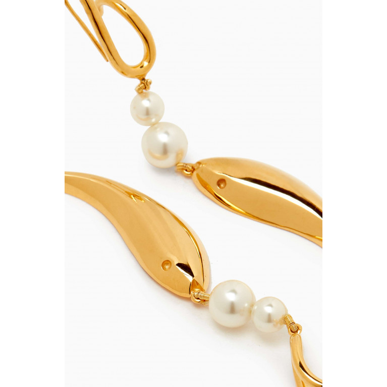 Misho - Sirena Pearl Drop Earrings in 22kt Gold-plated Bronze