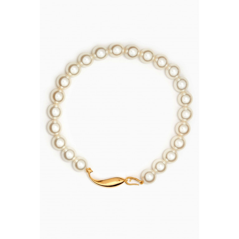 Misho - Sirena Pearl Necklace in 22kt Gold-plated Bronze