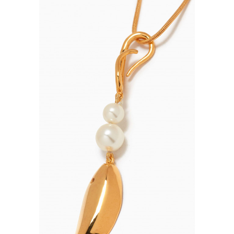 Misho - Sirena Pearl Pendant Chain Necklace in 22kt Gold-plated Bronze