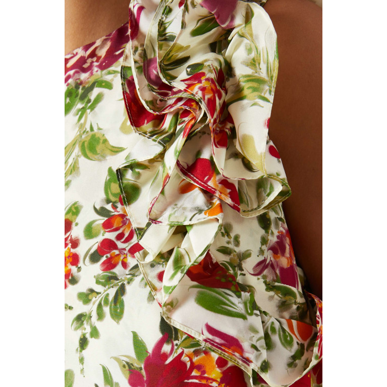 Isla&White - Miray Ruffle-sleeve Dress in Silk