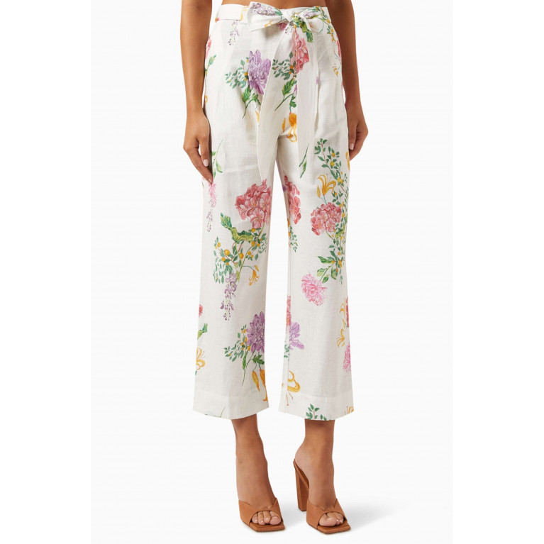 Isla&White - Mahir Floral-print Pants in Cotton-blend