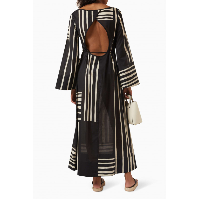 SIR The Label - Reversible Linocut Open Maxi Dress in Cotton