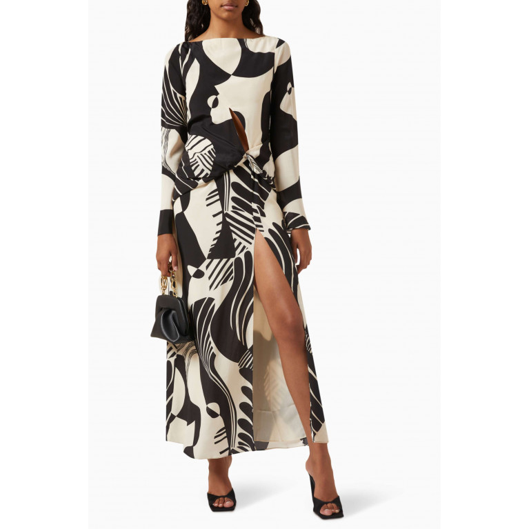 SIR The Label - Realisme Abstract-print Twist Maxi Dress in Silk-crepe