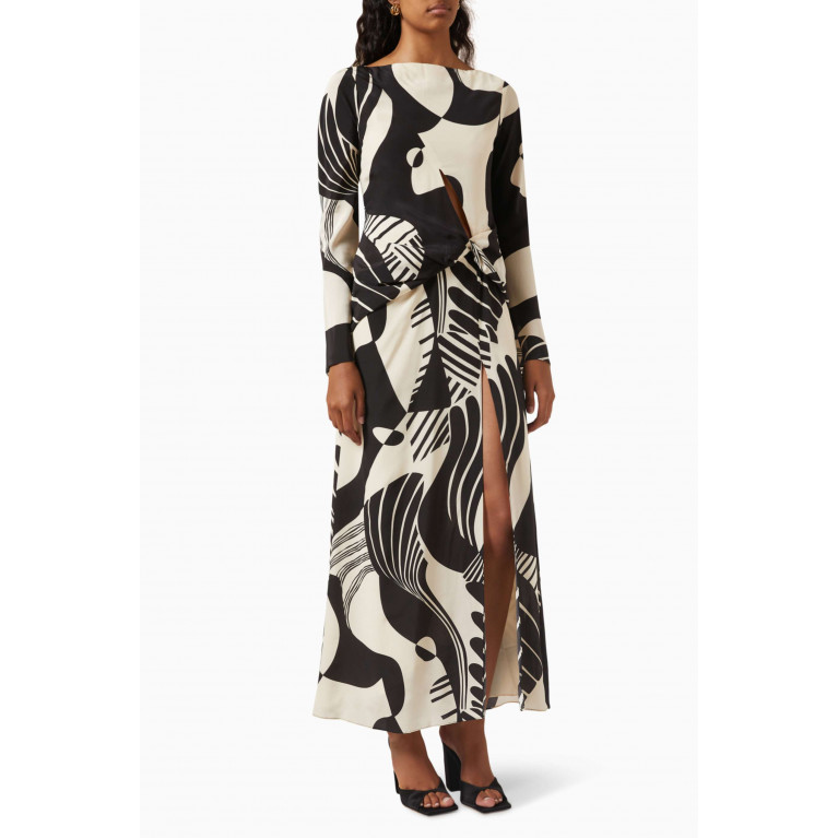 SIR The Label - Realisme Abstract-print Twist Maxi Dress in Silk-crepe
