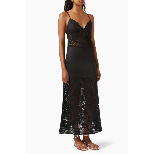 SIR The Label - Rayure Tri Crochet Maxi Dress in Cotton-knit