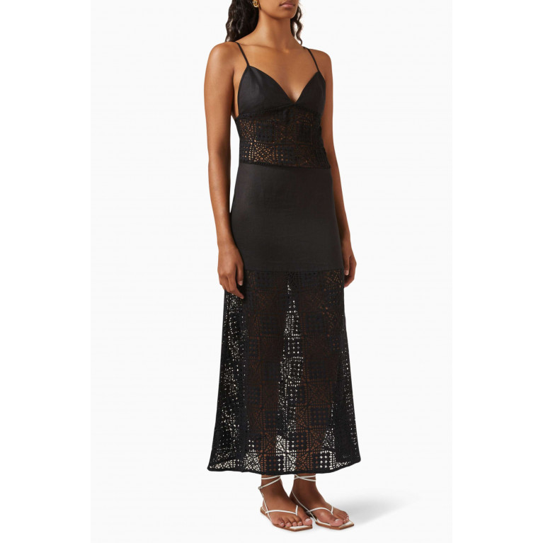 SIR The Label - Rayure Tri Crochet Maxi Dress in Cotton-knit