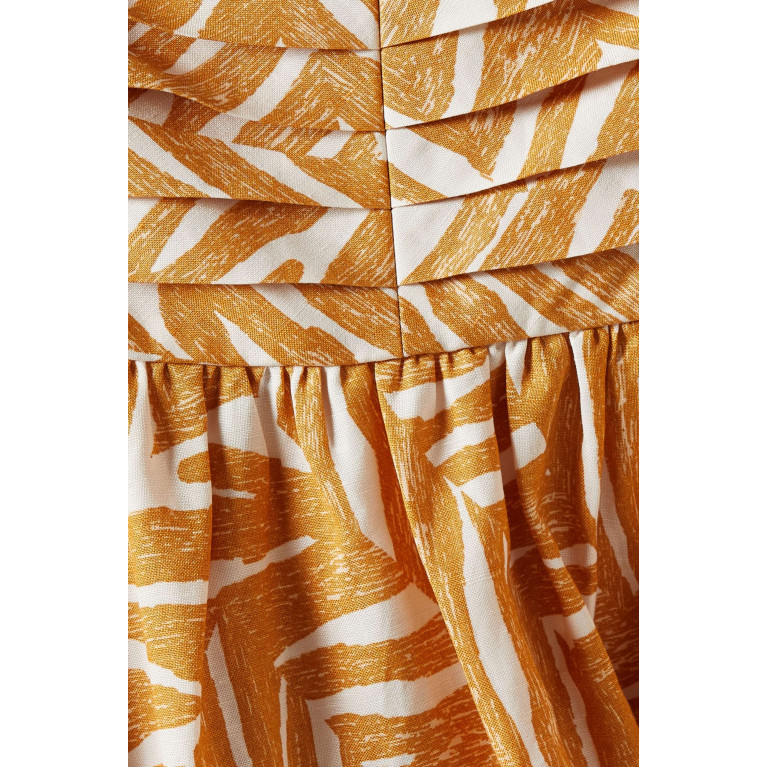 Shona Joy - Imani Pleated Yoke Midi Skirt in Linen Blend