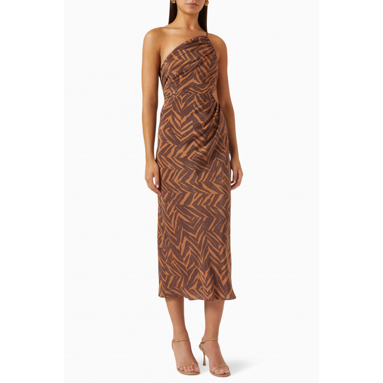 Shona Joy - Alene Asymmetrical Midi Dress in Silk