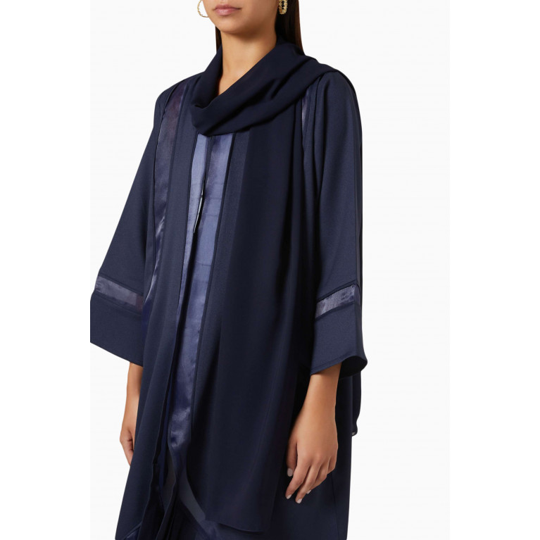 Beige Collection - Pleated Panel Abaya Blue