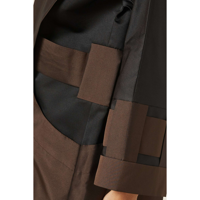 Beige Collection - Two-tone Panelled Abaya Brown