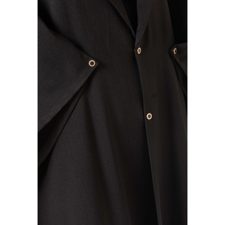 Beige Collection - Button Jacket Abaya Black