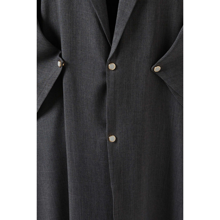 Beige Collection - Button Jacket Abaya Grey