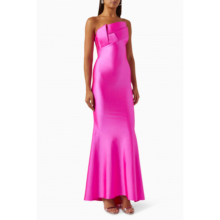 Nicole Bakti - Strapless Gown in Stretch-jersey Pink