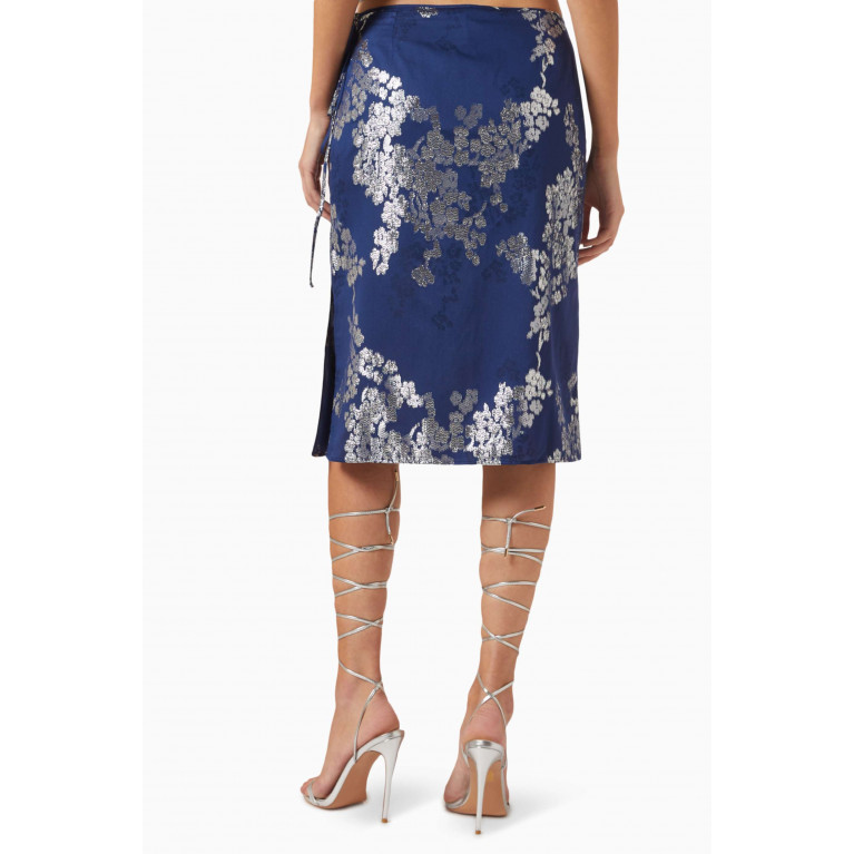 SIEDRES - Helen Wrap Midi Skirt in Floral Jacquard