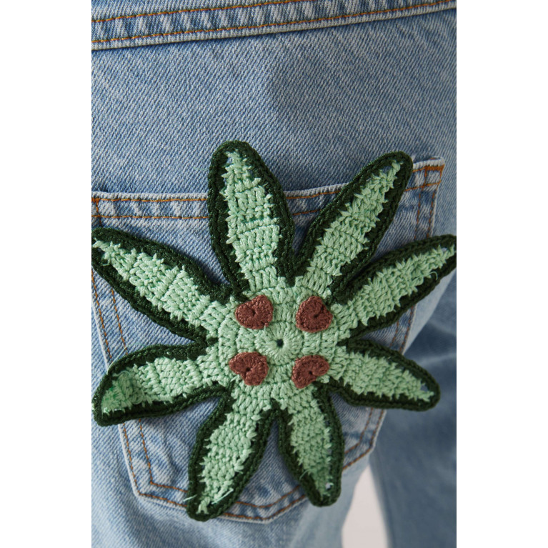 SIEDRES - Sun Flower Crochet Jeans in Denim