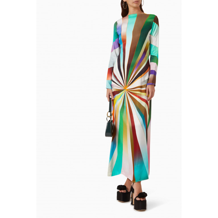 SIEDRES - Desty Sun-ray Maxi Dress in Satin
