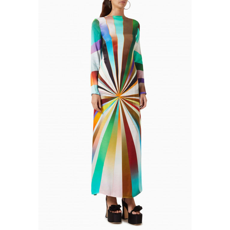 SIEDRES - Desty Sun-ray Maxi Dress in Satin