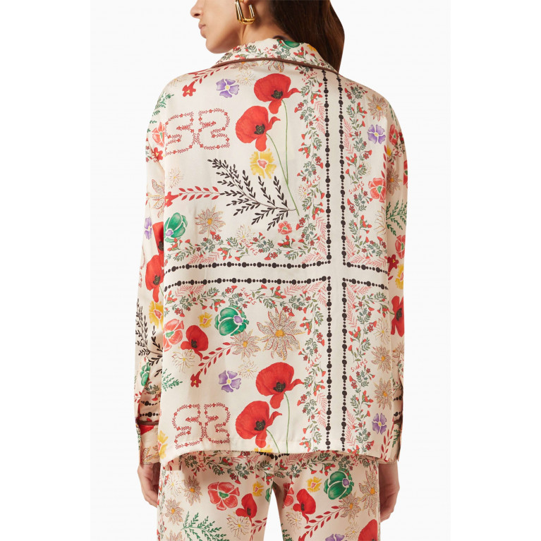 SIEDRES - Nico Floral-print Pyjama Shirt in Satin