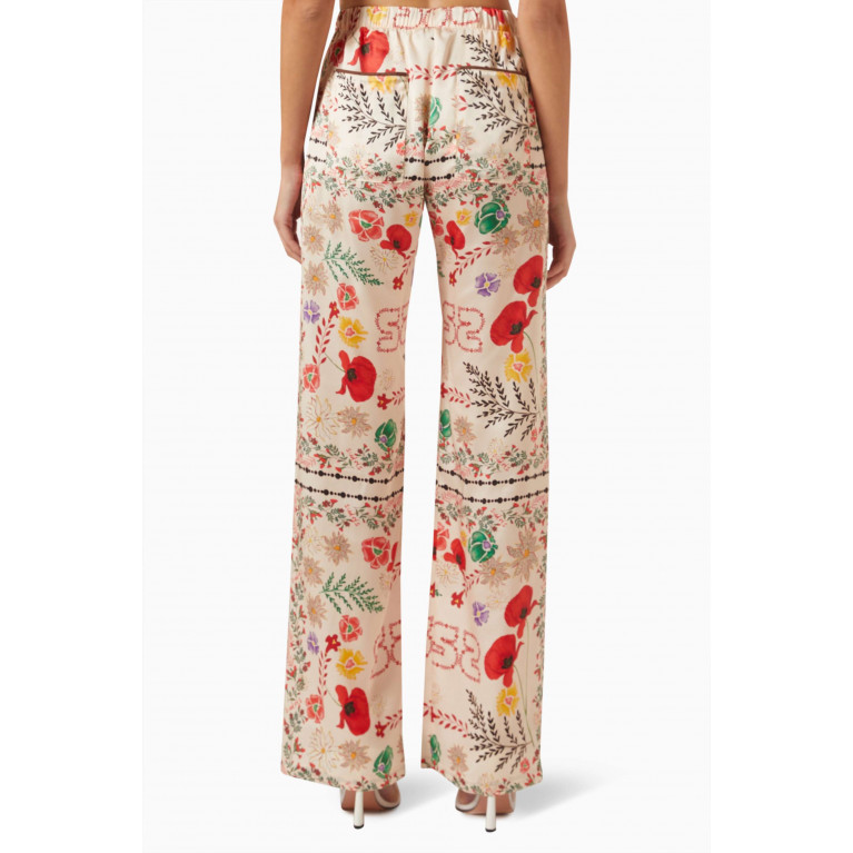 SIEDRES - Nedi Floral-print Pants in Satin