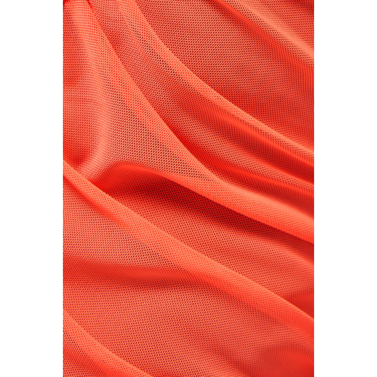 Good American - Sheer Ruched Mini Dress in Recycled Mesh Orange