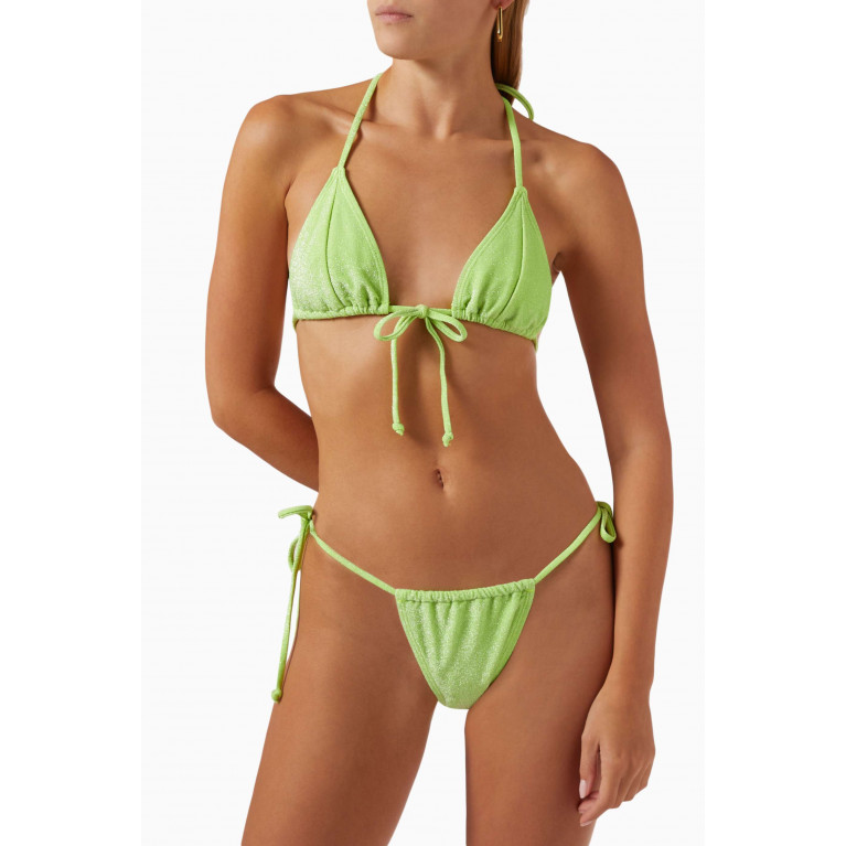 Good American - Sparkle Tiny Ties Bikini Briefs Green