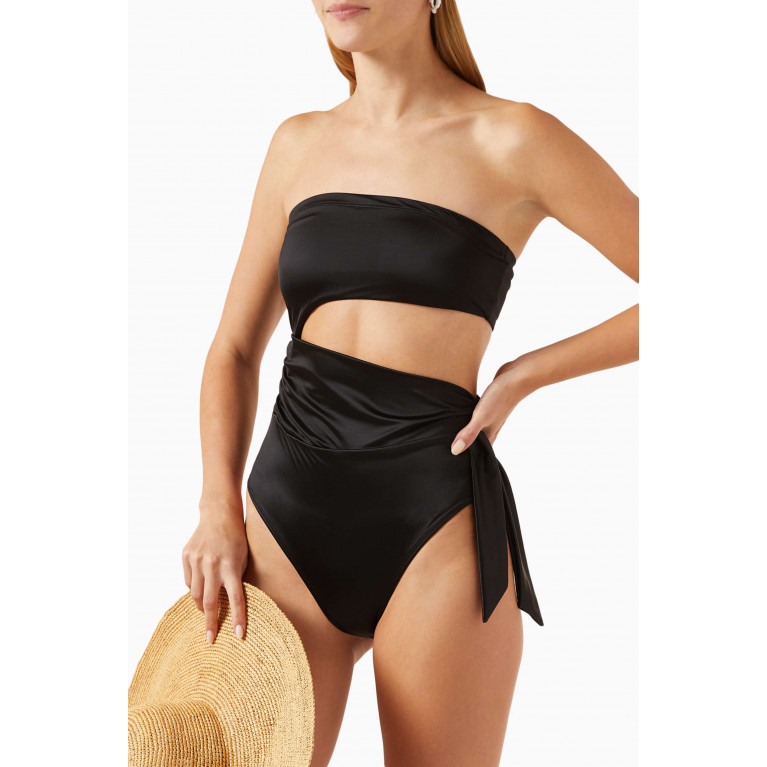 Good American - Side Tie One-piece Swimsuit in Satin