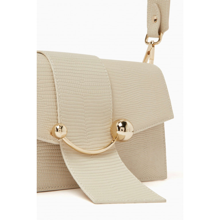 Strathberry - Mini Crescent Shoulder Bag in Lizard-embossed Leather