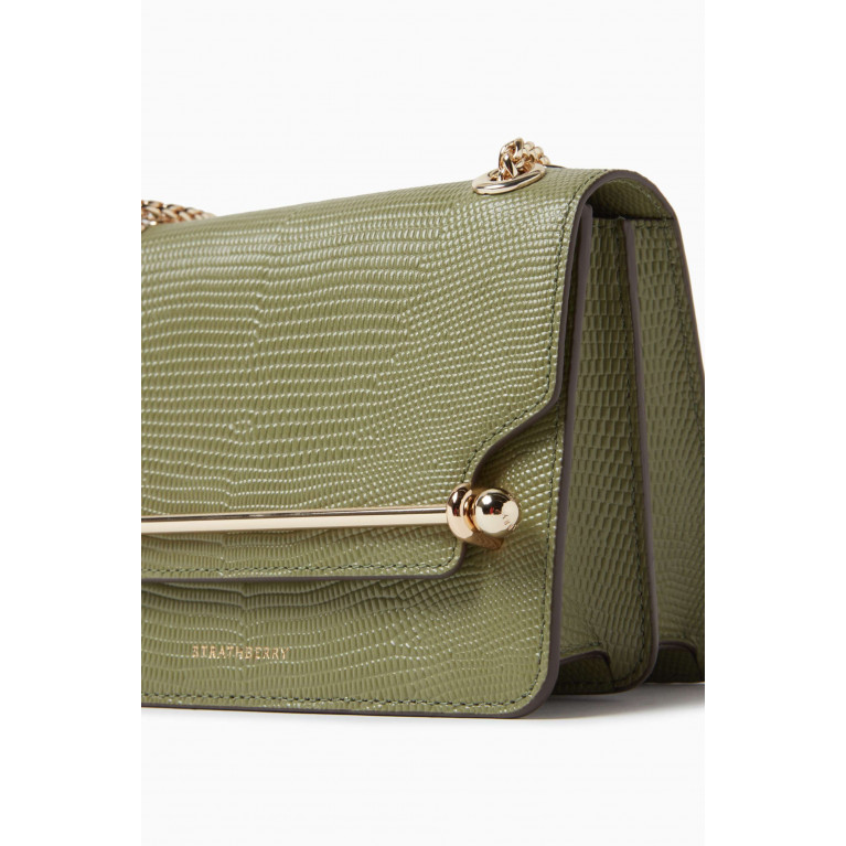 Strathberry - Mini East/West Shoulder Bag in Lizard-embossed Leather