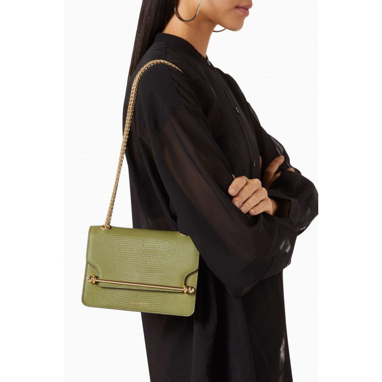 Strathberry - Mini East/West Shoulder Bag in Lizard-embossed Leather