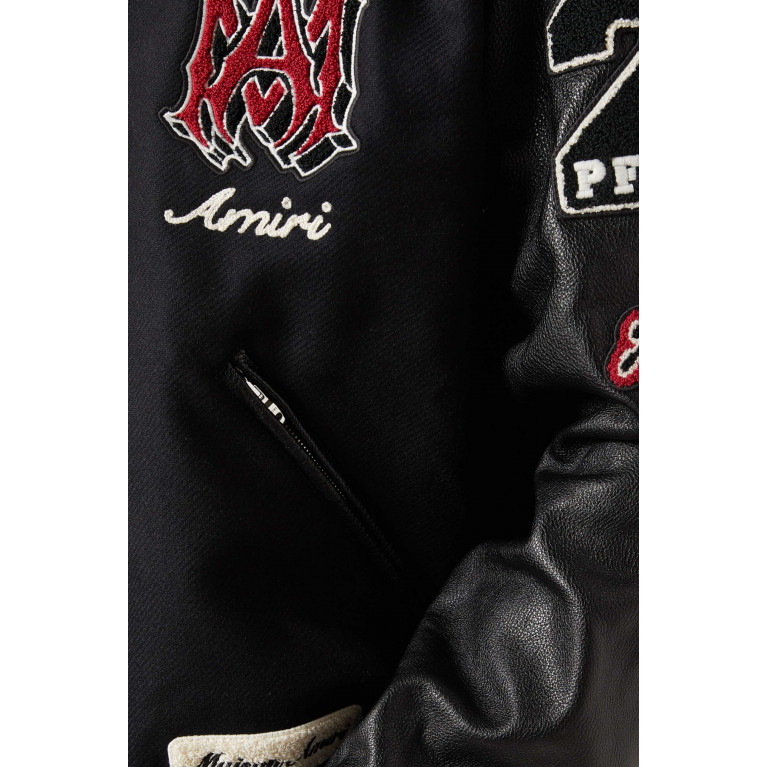 Amiri - Logo Patch Varsity Jacket in Bovine Leather
